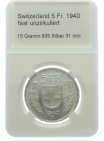 Schweiz 5 Franken 1940 B - fast unzirkuliert